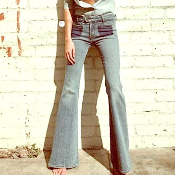 Genetic Denim The Adriane Distressed Stretch Wide Leg Flare Jeans Sz 26 NWT $209